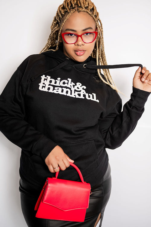 Thick & Thankful Unisex Hoodie - White Writing