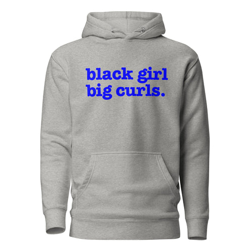 Black Girl Big Curls Unisex Hoodie - Blue Writing