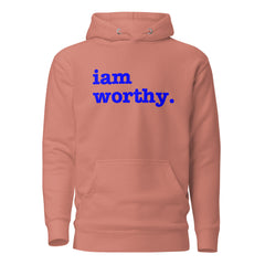 I Am Worthy Unisex Hoodie - Blue Writing