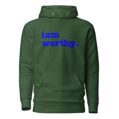 I Am Worthy Unisex Hoodie - Blue Writing