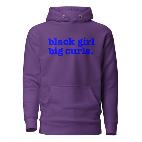 Black Girl Big Curls Unisex Hoodie - Blue Writing