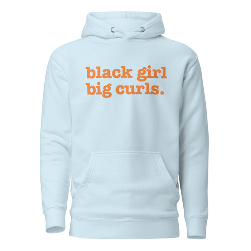 Black Girl Big Curls Unisex Hoodie - Orange Writing