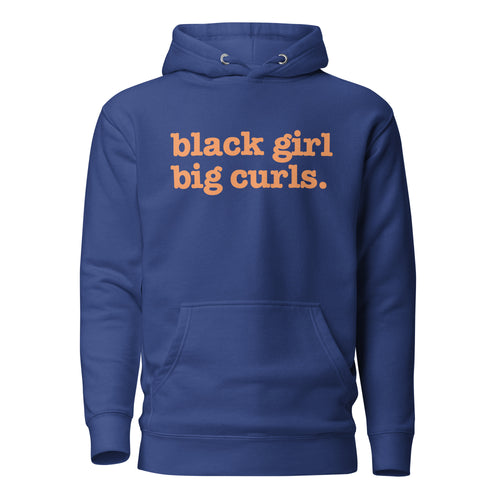 Black Girl Big Curls Unisex Hoodie - Orange Writing