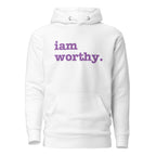 I Am Worthy Unisex Hoodie - Purple Writing