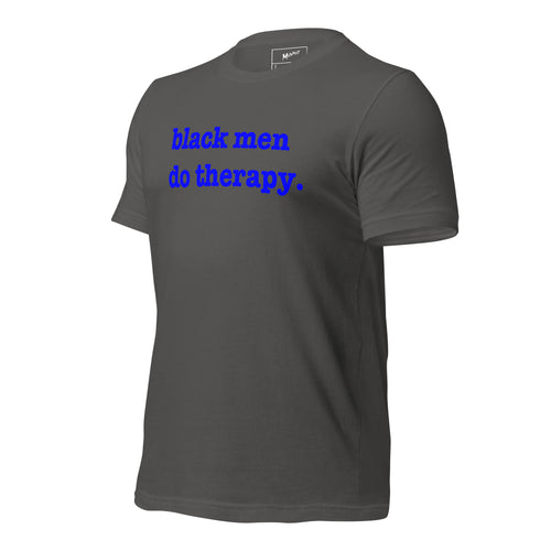 Black Men Do Therapy T-Shirt - Blue Writing