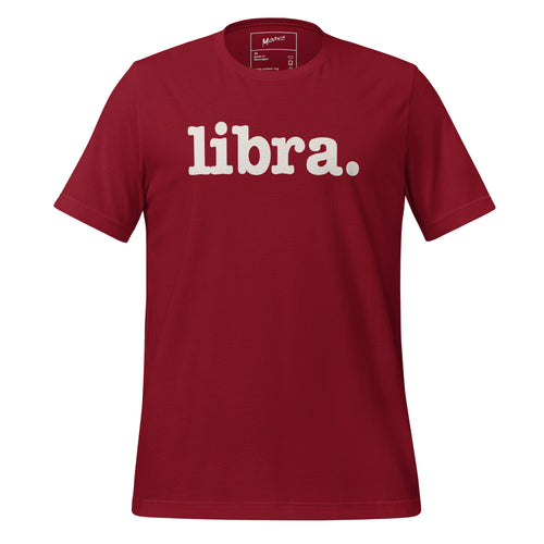 red libra t-shirt white writing