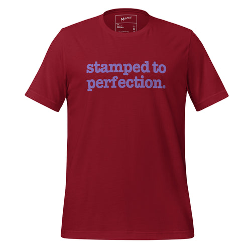 Stamped To Perfection Unisex T-Shirt - Purple Writing