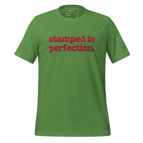 Stamped To Perfection Unisex T-Shirt - Red Writing