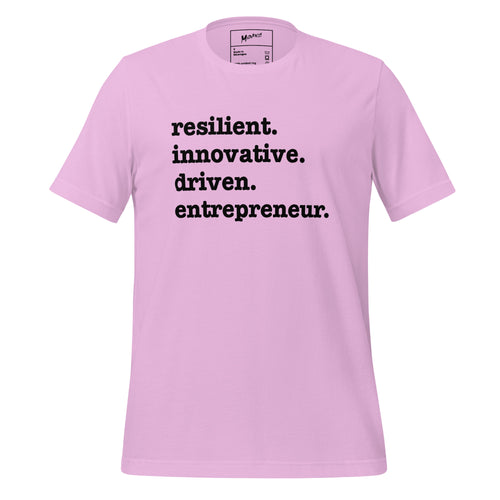 Resilient. Innovative. Driven. Entrepreneur Unisex T-Shirt - Black Writing
