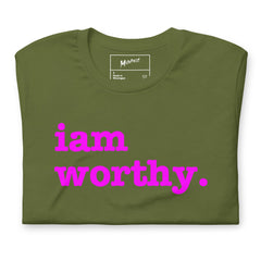 I Am Worthy Unisex T-Shirt - Bright Purple Writing