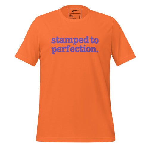 Stamped To Perfection Unisex T-Shirt - Purple Writing