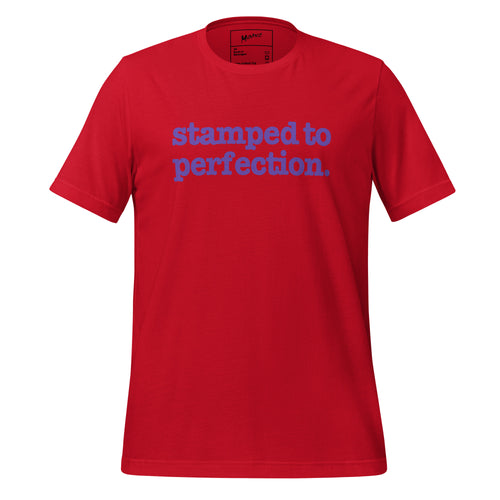 Stamped To Perfection Unisex T-Shirt - Purple Writing